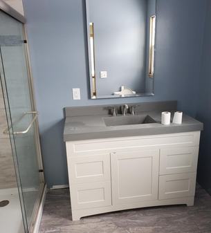 Bathroom remodeling project with updated finishes