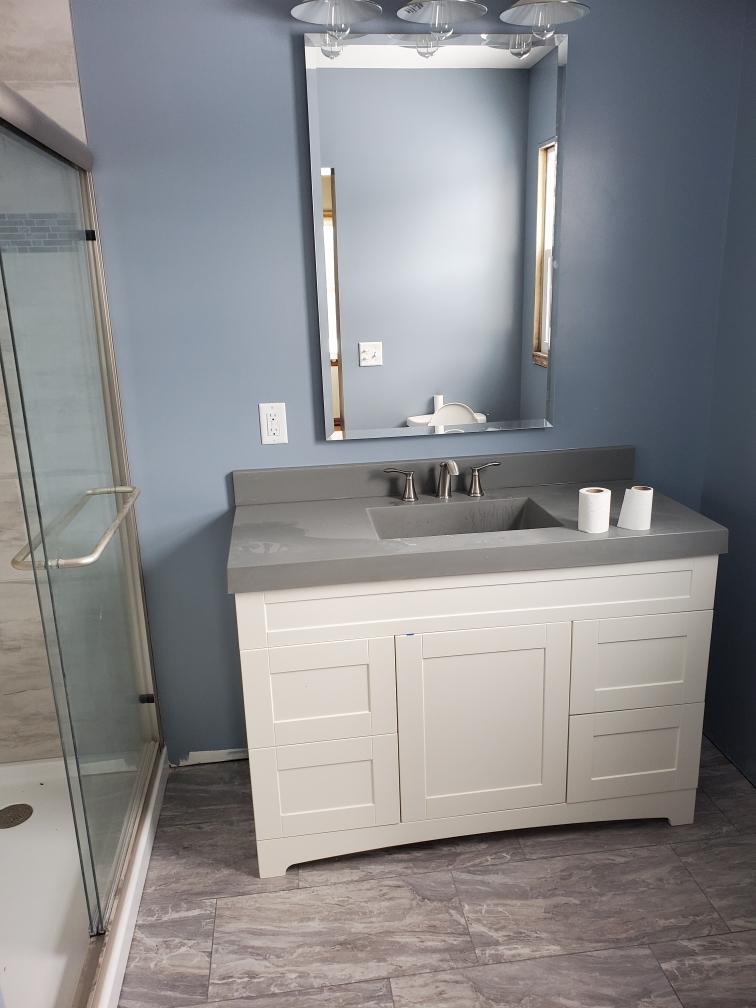 Bathroom remodeling project with clean updated finishes